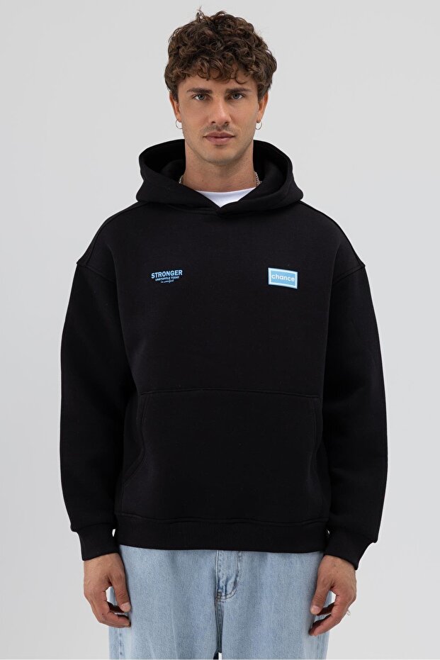 Oversize Arka Baskılı Sweatshirt Siyah - 1