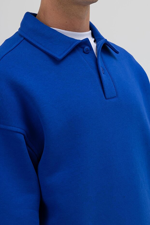 Basic Polo Yaka Sweatshirt Saks - 4