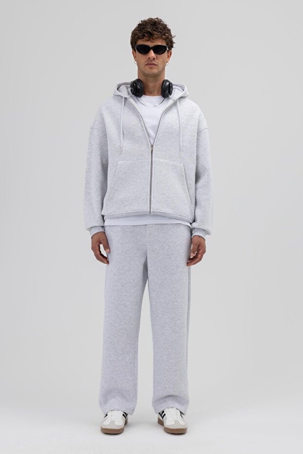 Basic Fermuarlı Oversize Kapüşonlu Sweatshirt Karmelanj - 6