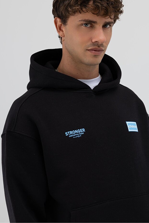 Oversize Arka Baskılı Sweatshirt Siyah - 3