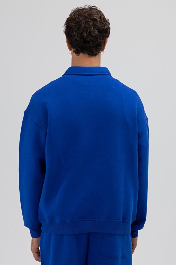 Basic Polo Yaka Sweatshirt Saks - 5