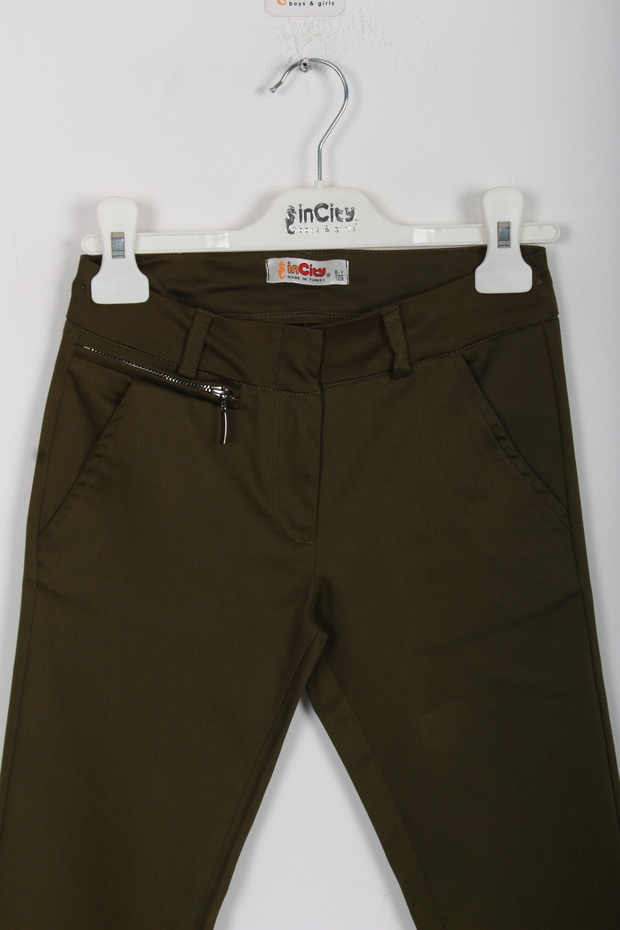Girl's Zipper Pocket Detailed Trousers