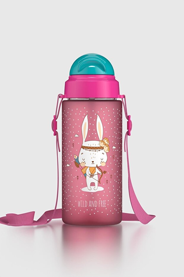 Migo Soft Touch Desenli 500 ml Askılı Pipetli Tritan Çocuk Matara 912142 Pembe - 1