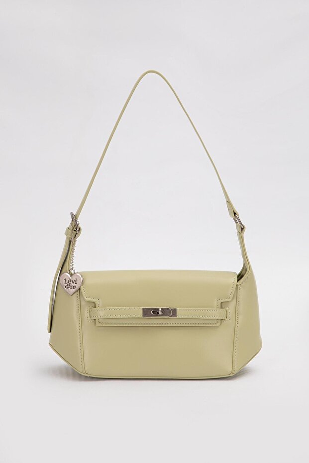 Shoulder Bag with Green Heart Accessory Detail