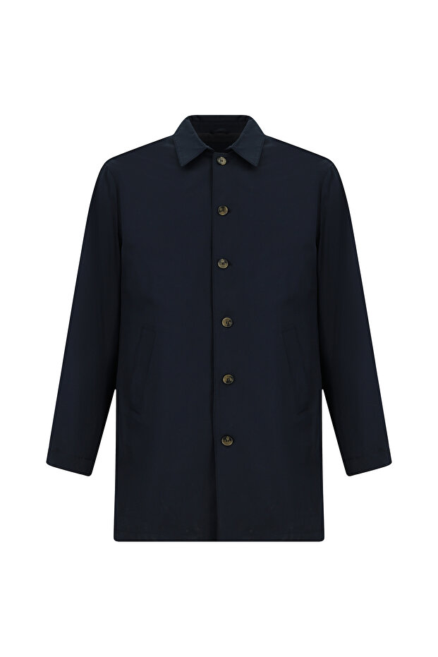 Regular Fit Düz Pardesü - 1