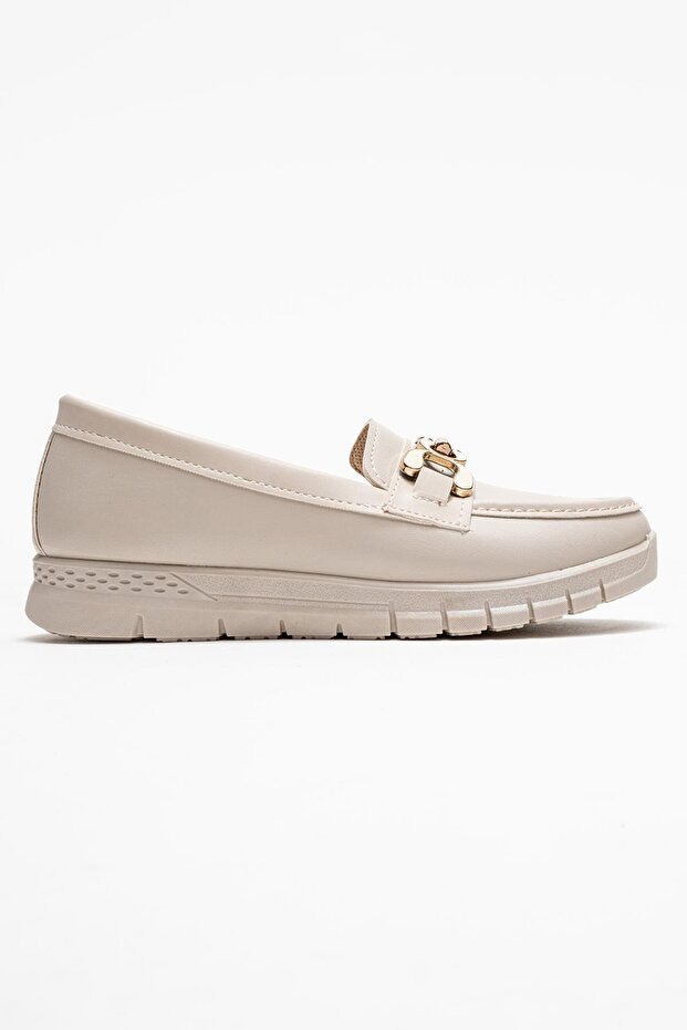 Triko Rahat Yumuşak Tabanlı Kadın Ayakkabı BEJ CİLT - 2