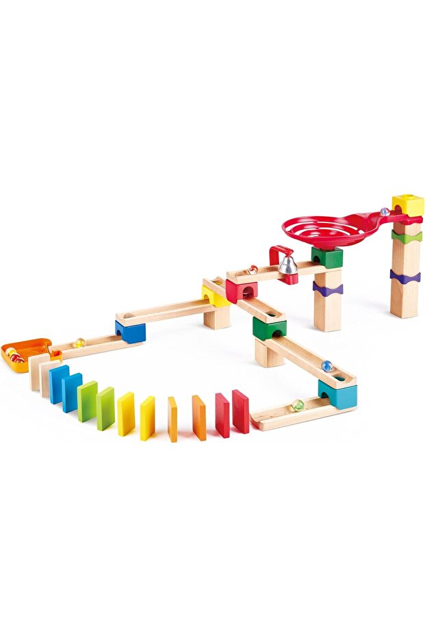 Crazy Rollers Stack Track | Wooden DIY Marble Run Set With Dominoes, STEAM Educational Learning