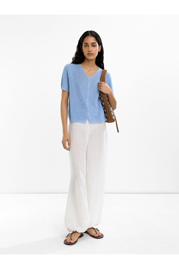 Kısa Kollu Örme Hırka - 4