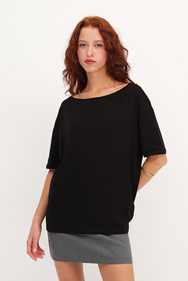 Kayık Yaka Basic T-shirt P1822 - 5