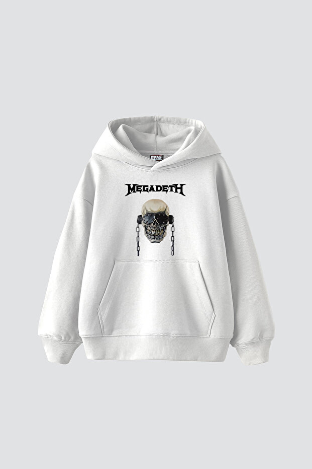 Megadeth Printed Oversize Unisex White Hoodie