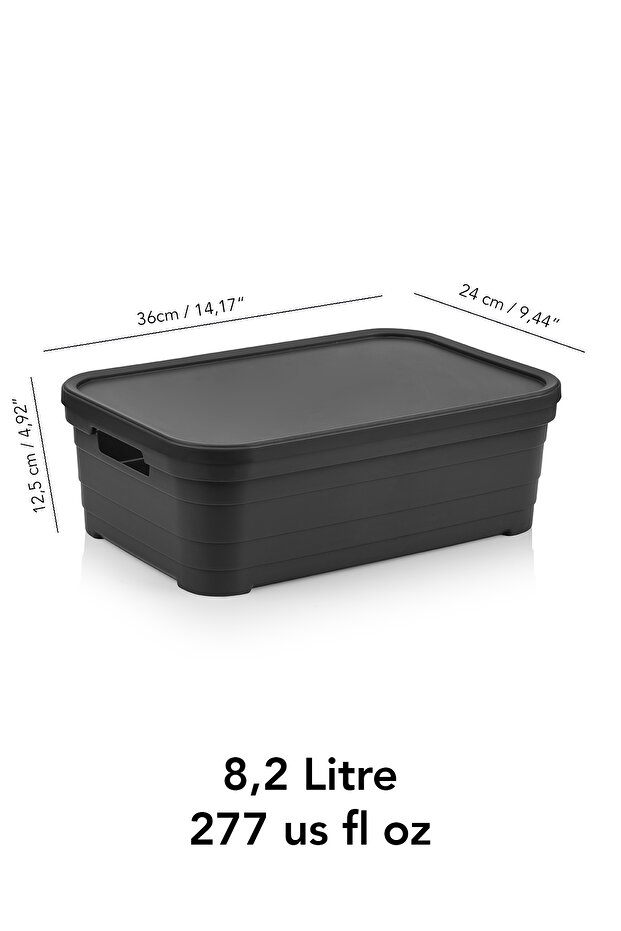 2 Adet Kapaklı Dekoratif Piramit Saklama Kutusu - Dolap Düzenleyici Organizer 8,2 Litre Antrasit - 5