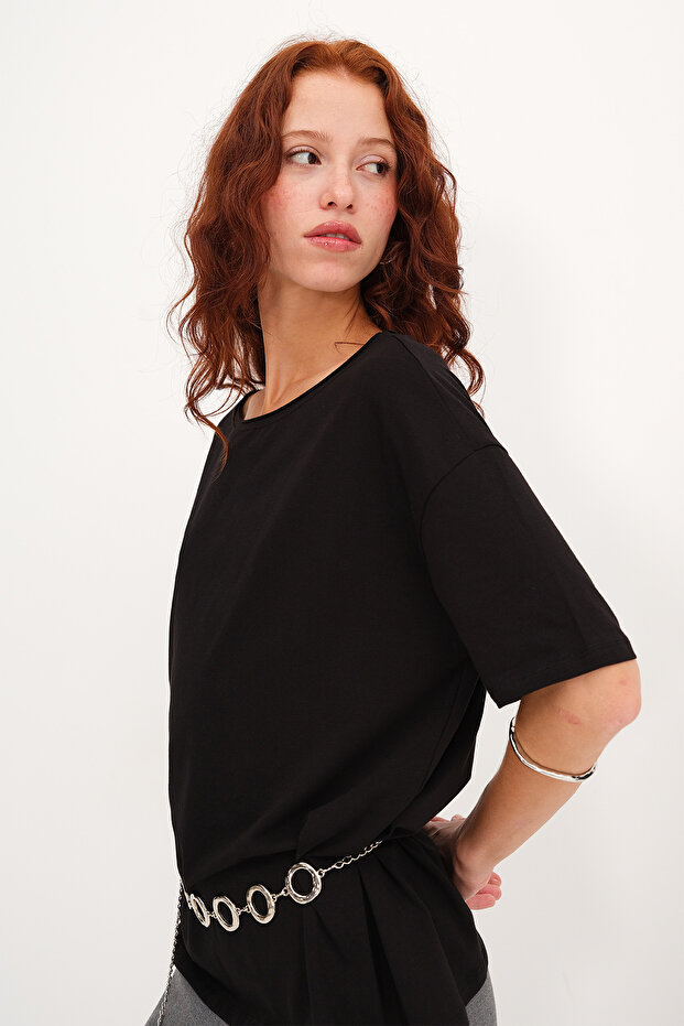 Kayık Yaka Basic T-shirt P1822 - 2