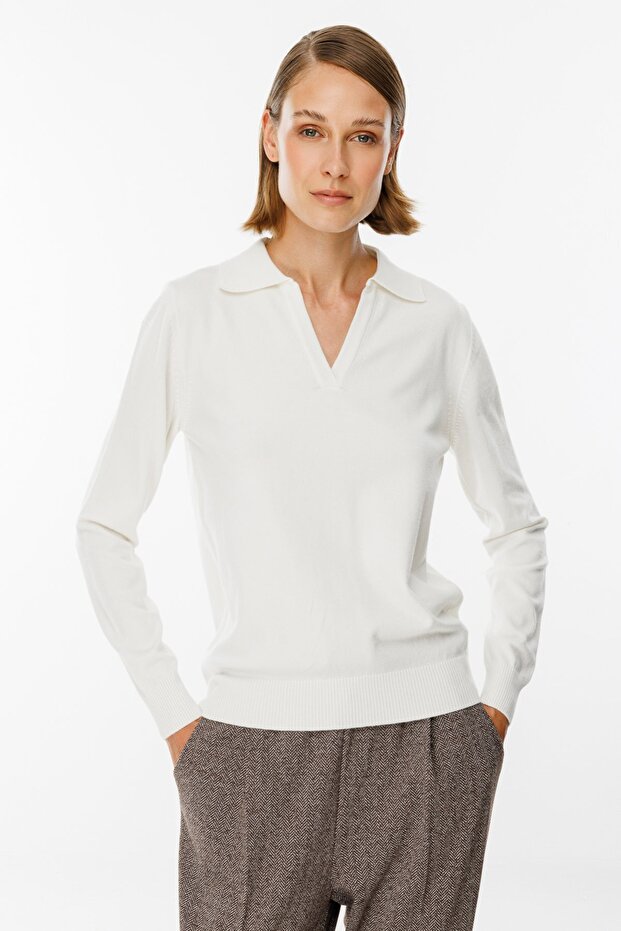 Polo Neck Long Sleeve Seasonal Sweater