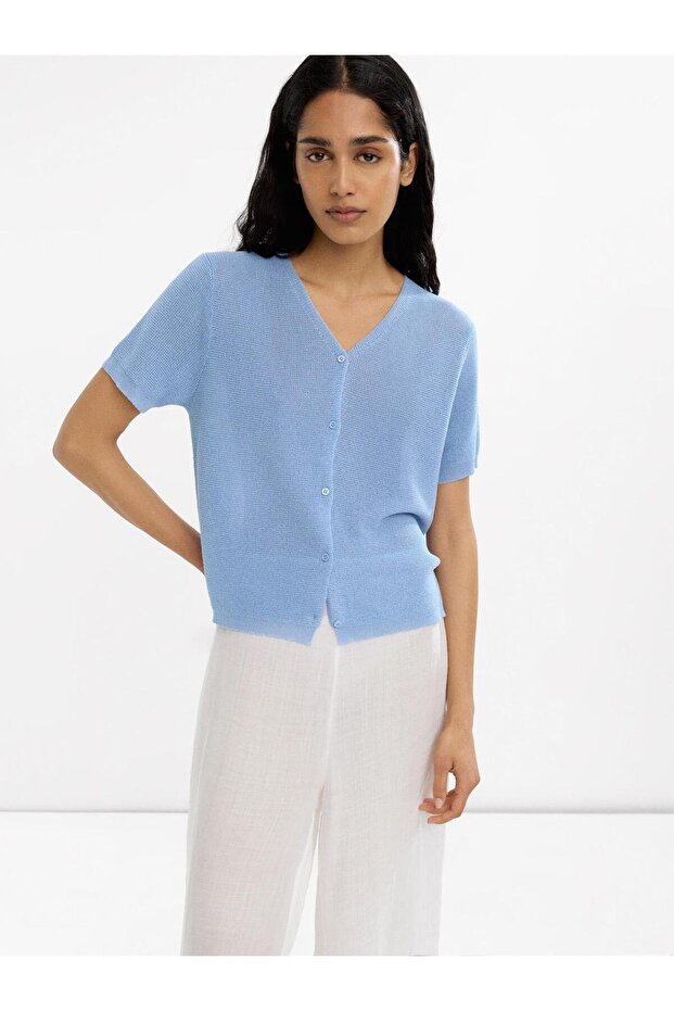 Kısa Kollu Örme Hırka - 1