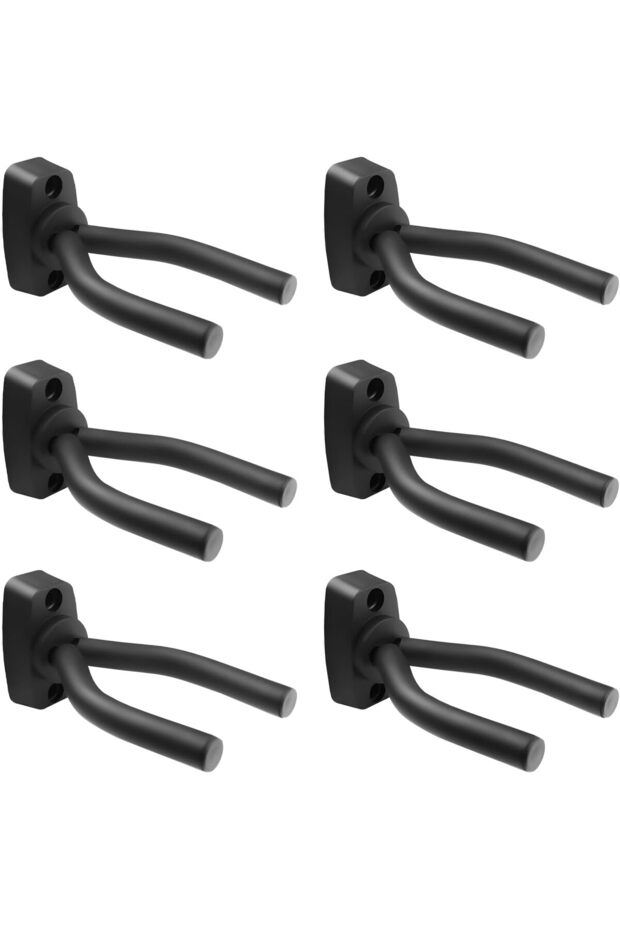 Fousenuk 6 Piece Guitar Holder Wall Mount Guitar Hook Black Guitar Stand Wall Mount