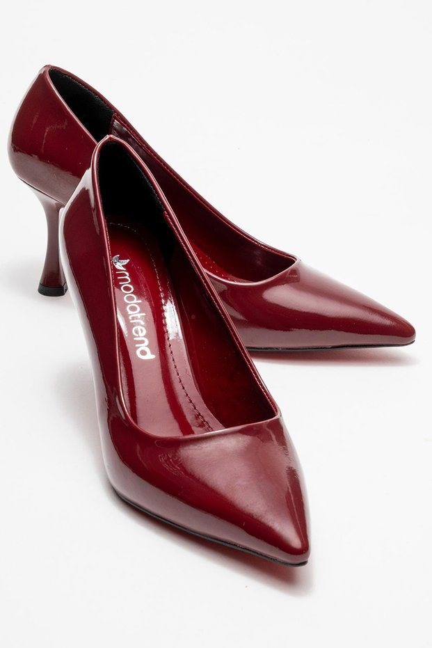 Women's Stiletto Shoes; Burgundy Patent Leather