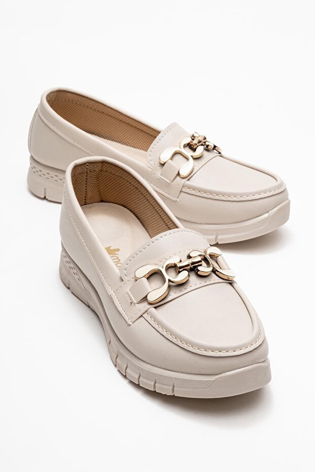 Triko Rahat Yumuşak Tabanlı Kadın Ayakkabı BEJ CİLT - 1