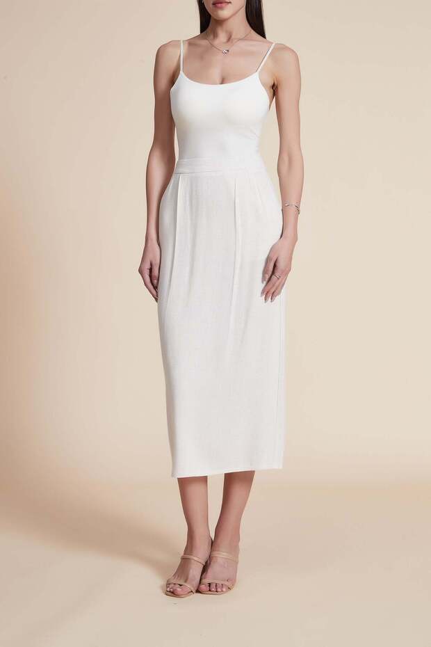 Solid Midi Skirt - 5