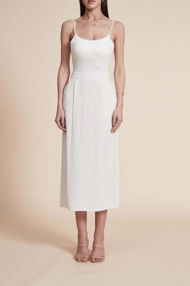 Solid Midi Skirt - 2