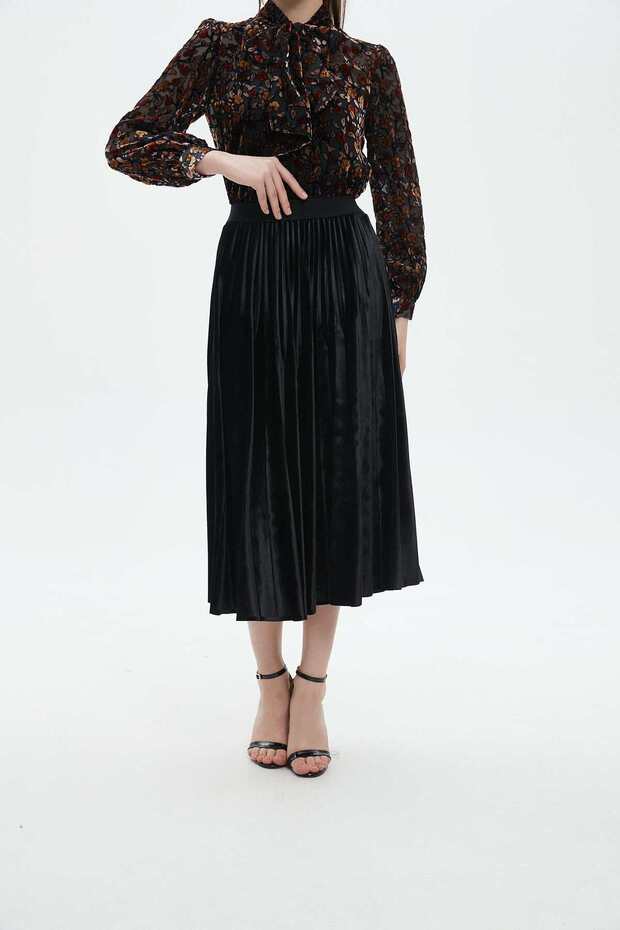 تنورة ميدي سادة مطوية - 1