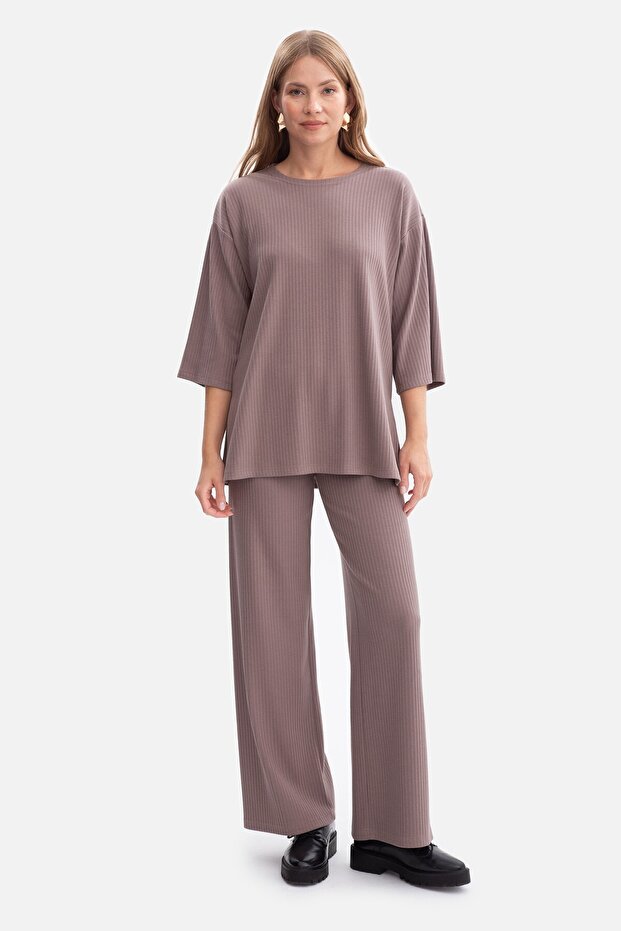 Oversized ribbed knit blouse - 4