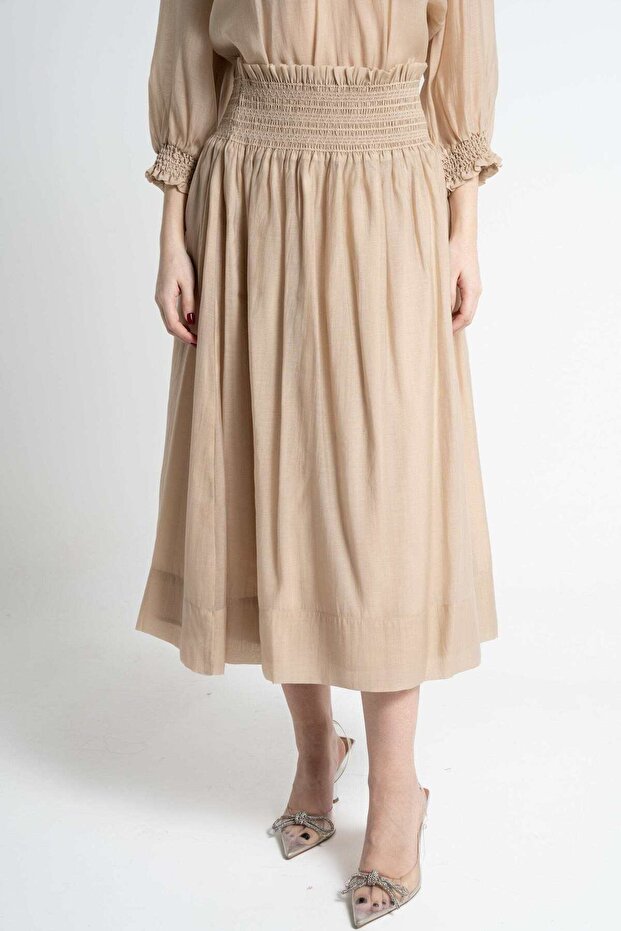 Solid Ruffled Midi Skirt - 1