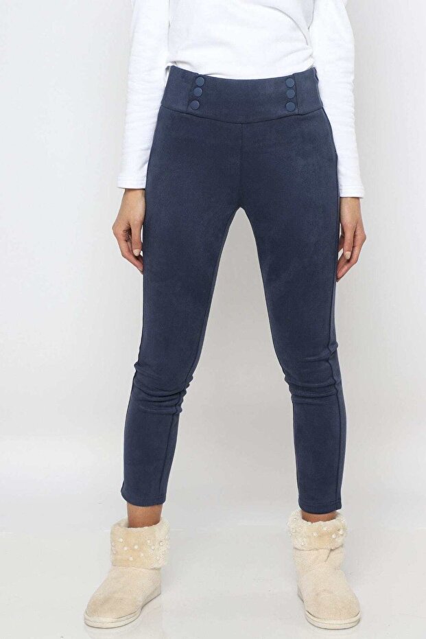 Solid Button-Front Leggings - 1