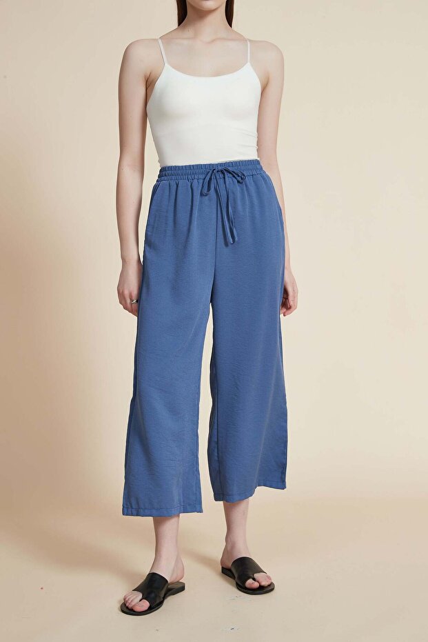 بنطلون ميدي فضفاض سادة - 1