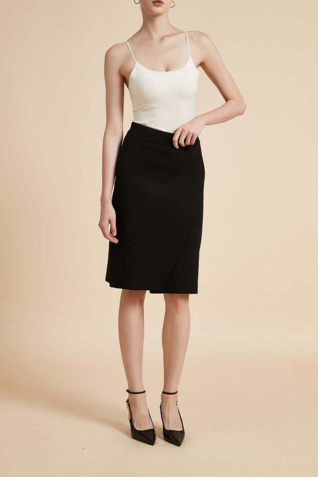 تنورة قصيرة ملفوفة سادة - 1