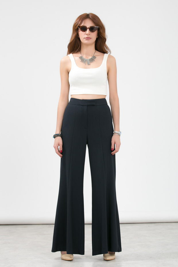 Kemer Dilli İspanyol Paça Dokuma Pantolon - 1