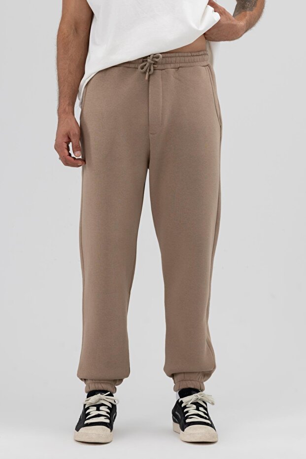 Basic Paça Lastikli Eşofman Alt Vizon - 1