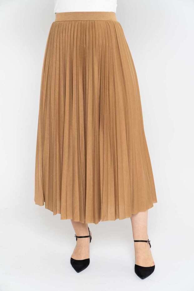 Solid Pleated Midi Skirt - 1