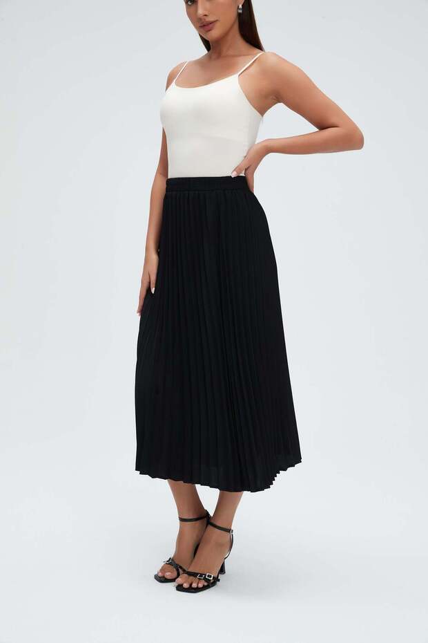 تنورة ميدي مطوية سادة - 3