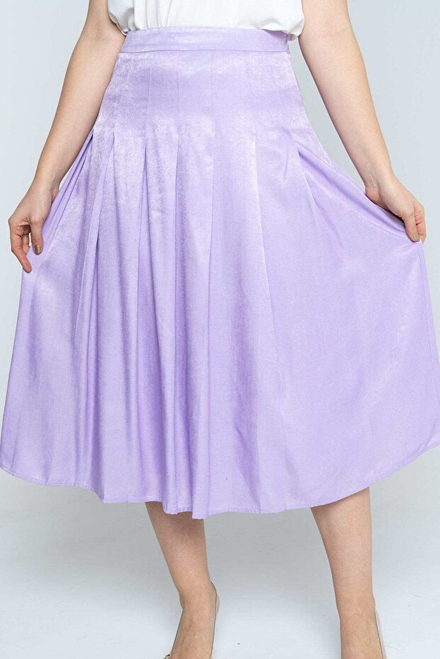 Solid Midi Skirt - 1