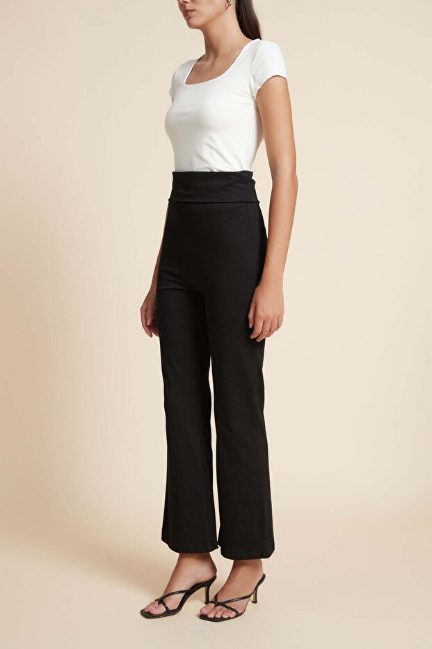 بنطلون سادة واسع الساق - 3