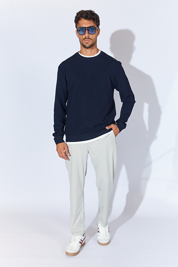 Crew Neck Basic Sweater - Navy Blue | Mew515290-01 - 3