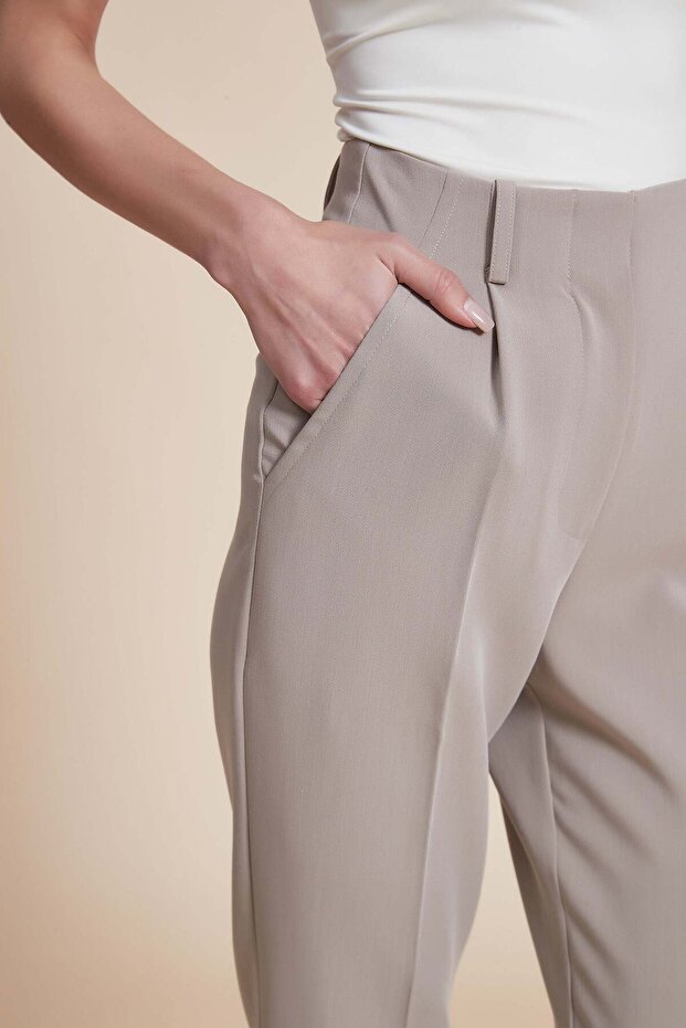 Solid Midi Pants with Front Slit - 4