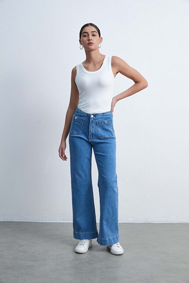 Solid Long Pants with Pockets - 1