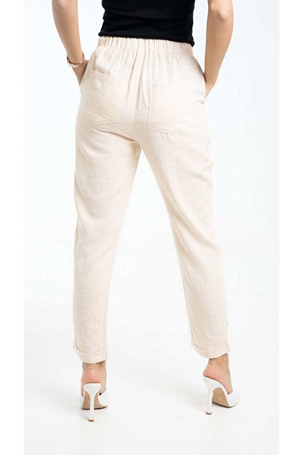 Solid Long Pants with Drawstring - 4