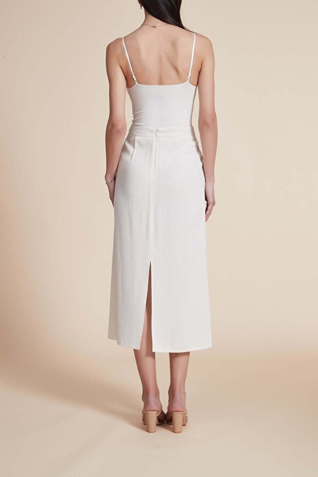 Solid Midi Skirt - 3