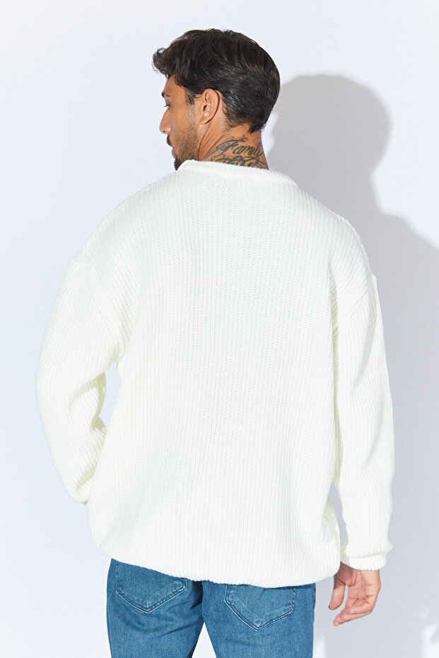 Bisiklet Yaka Oversize Basic Kazak - Ekru | MEW515256-01 - 6