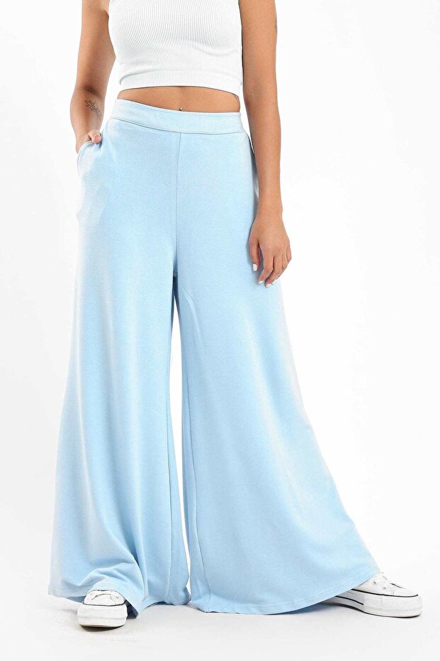 Solid High-Waist Pants - 1