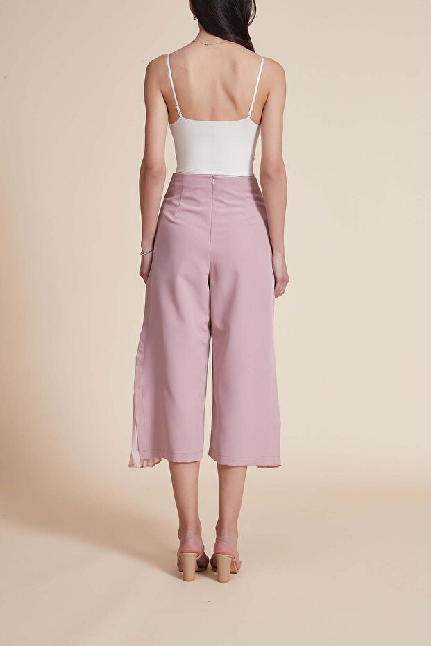 بنطلون ميدي سادة واسع الساق - 2