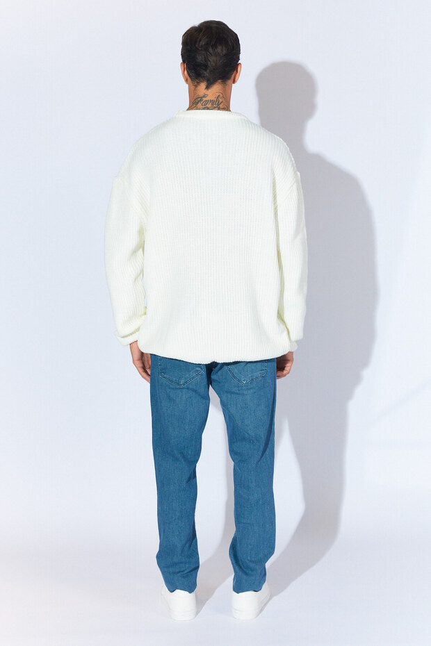 Bisiklet Yaka Oversize Basic Kazak - Ekru | MEW515256-01 - 7