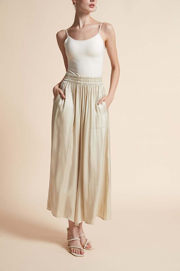 تنورة واسعة سادة مع جيوب - 3