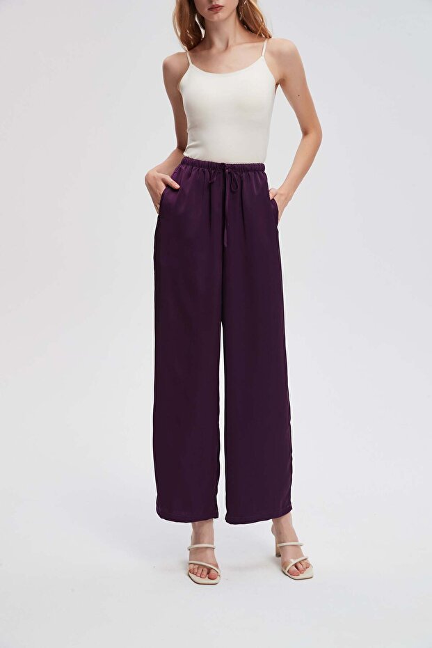 بنطال واسع الساق برباط - 1