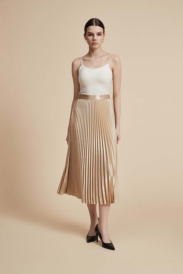 تنورة ميدي مطوية سادة - 7