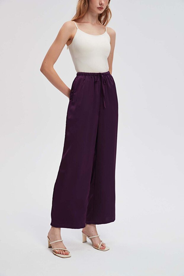 بنطال واسع الساق برباط - 2