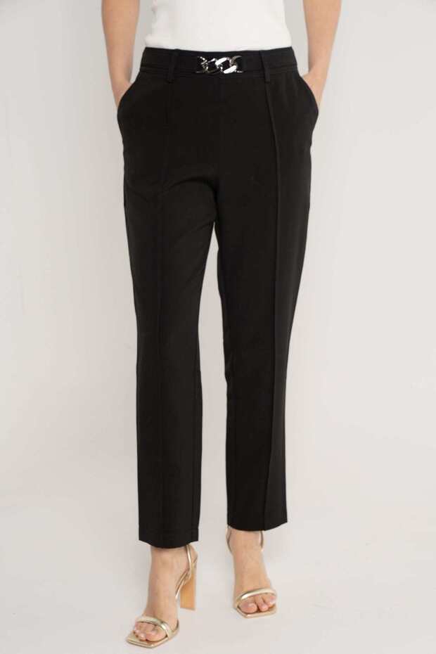 بنطلون كلاسيكي سادة بخصر عالٍ - 1