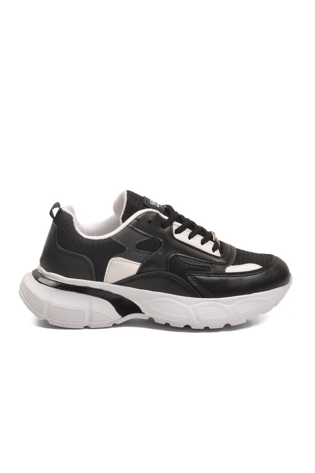Black and White Thick Sole Lace-Up Women's Sports Shoes 301 g